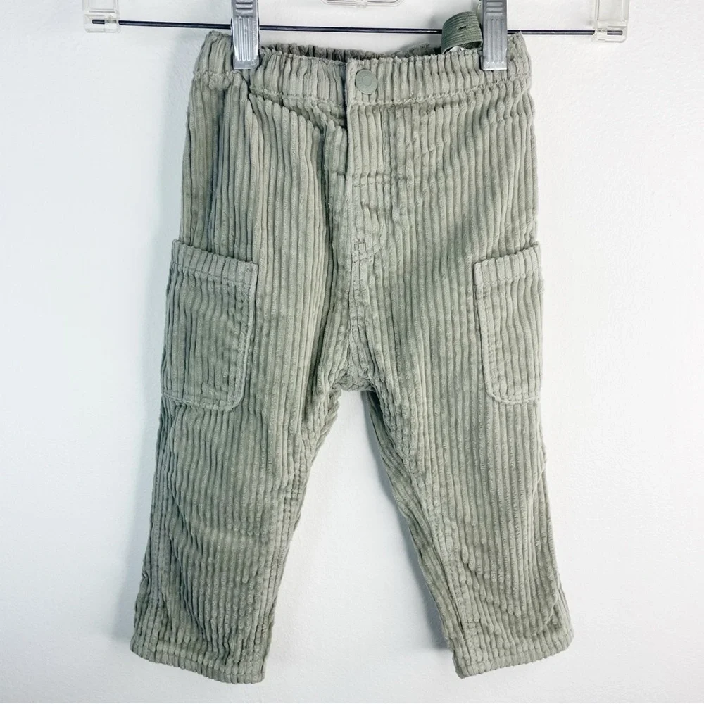 H&M Kids Toddler Boy Light Olive Green Corduroy Pants Brand New Size 18 months M